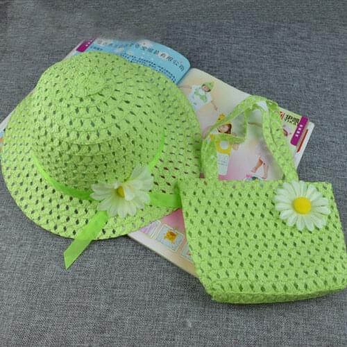 2019 Summer Baby Flower Straw Hat With Handbag Bags Kids Hat Boy Girls Sun Visor UV protection panama Hat gorras