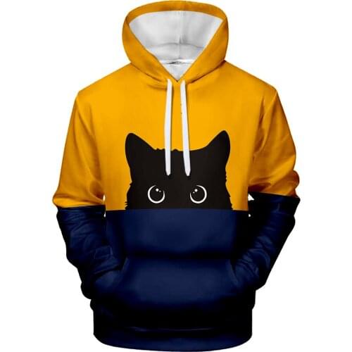 Black Cat Hoodie Sweatshirt Hip Hop Streetwear 3D Print Cool style Pussy Kids Hoodie Cute Girl Black Cat clothes Unisex pullover