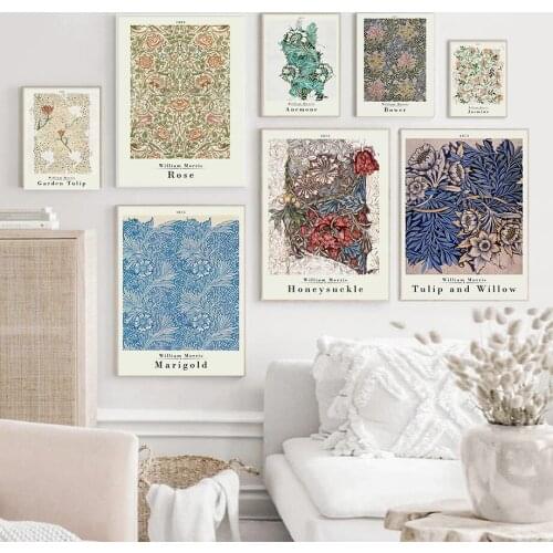 Vintage Plant Flower William Morris Aesthetics Wall Art Canvas Painting Nordic Posters And Prints Decor Pictures For Living Room