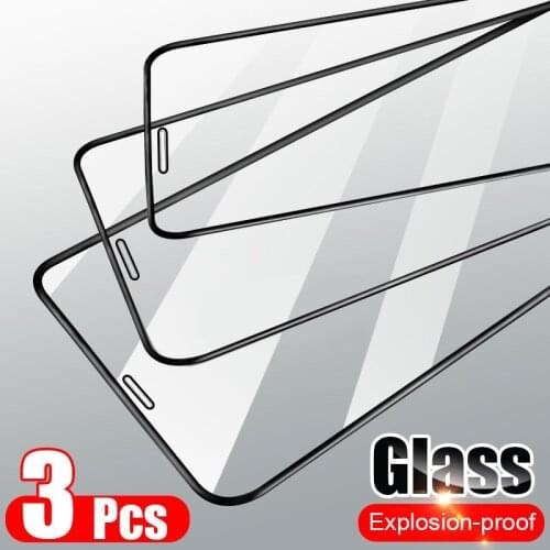 3PCS Full Cover Glass on the For iPhone 11 Pro 7 XR X XS Max Tempered Screen Protector For iPhone 7 6 6s 8 Plus SE 2020 11 Glass