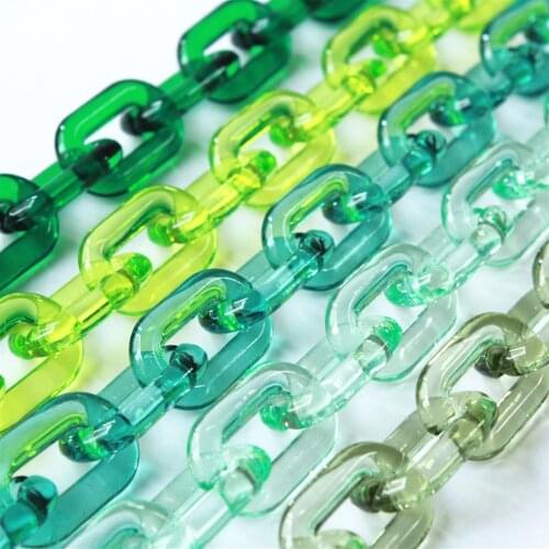 50pcs Chunky Green Series Oval Acrylic Chain Links, Plastic Chain Links, Open Link ,Size 31mmx19mm SV056