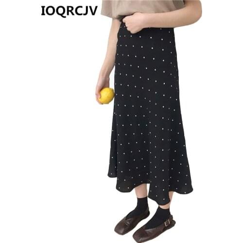 2019 New Summer OL Office Skirts Womens Maxi Skirt Elegant Mermaid Skirts Polka Dot Print Party Long Skirt Female Saia Longa 170