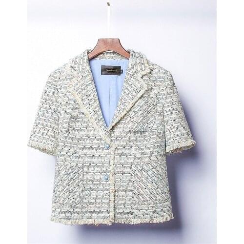 2020 Spring Summer Fashion womens elegant short sleeves jackets High quality Thin tweed coat B925