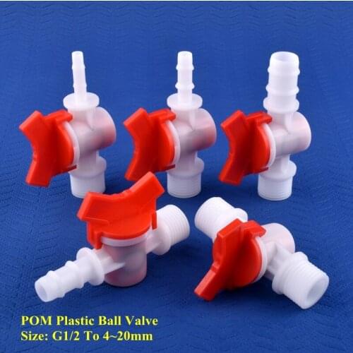 1~50pcs G1/2" To 4~20mm POM Ball Valve Aquarium Fish Tank Air Pump Water Pipe Valve Garden Watering Irrigation System Hose Joint