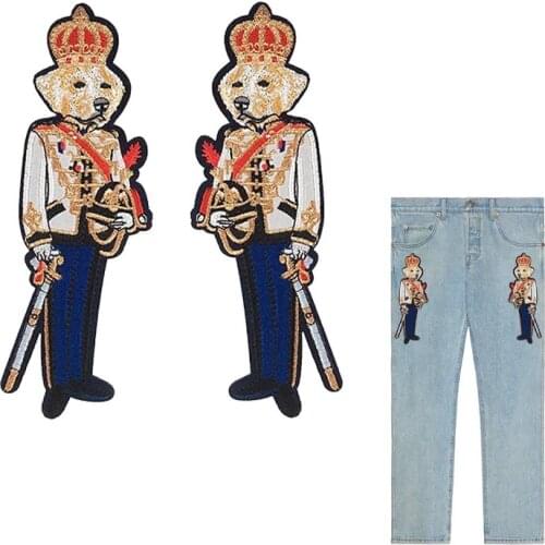 1 Pair Embroidered Police Dog Patches for Clothes Iron Sewing Applique Clothes Badge Stickers Jeans Jacket Decoration Patches