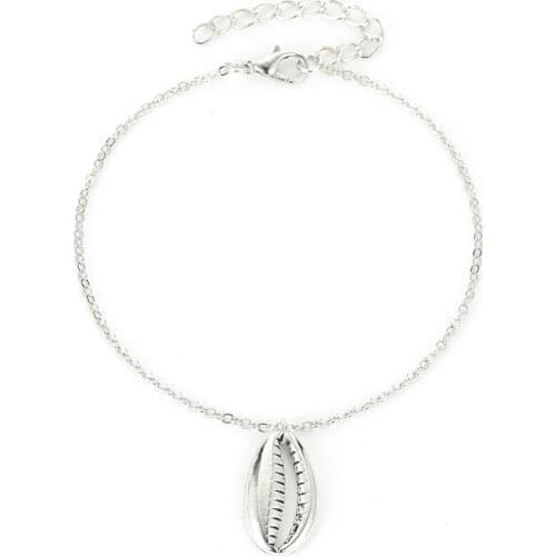 2 Pcs / Set Vintage Boho Retro Silver Plated Shell Figure Alloy Charm Anklet Bracelets For Women Foot Jewelry