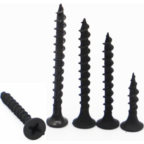 20pcs Black Fibreboard Carbon Steel Flat Countersunk Head Screws Cross Self-tapping Wood Screw M3.5 M4