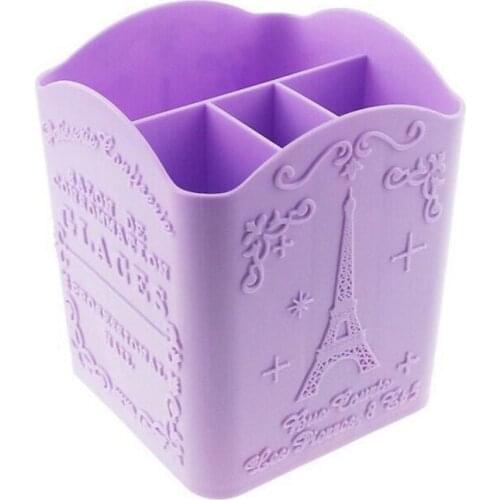 4 Compartments Makeup Brush Holder Portable Empty Plastic Brushes Holder Nail Pen Box Storage Organizer Container Random color