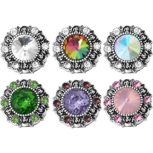 5pcs/lot Hot Sale Wholesale Snap Jewelry 18mm Metal Crystal Snaps Button Jewelry Bracelets Bangles for Women