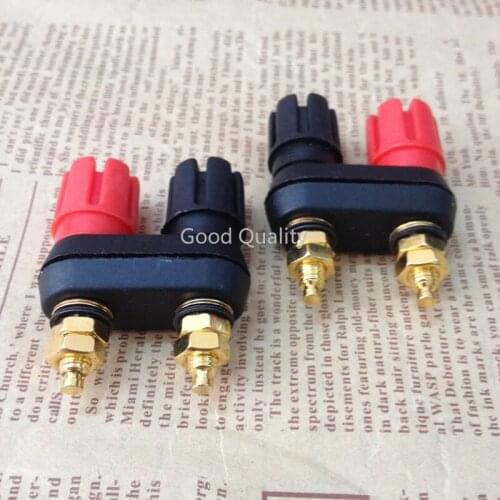 50pcs Audio Cable Connector Double Plum Junction Column Plug Red and Black Adapter Speaker Column Junction Terminal Gold Plated