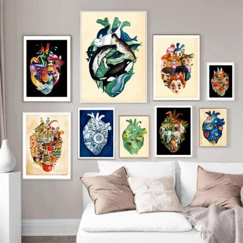 Animals Plants Abstract Heart Landscape Classical Wind Canvas Printing Art Painting Nordic Poster Living Room Wall Decoration