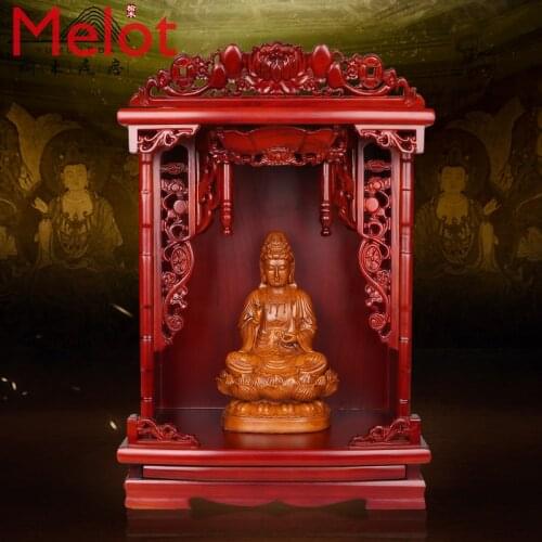 Solid Wood Buddha Shrine Altar Home Wall-Mounted Guanyin Guan Gong Buddha Shrine Shrine Small Economical God of Wealth