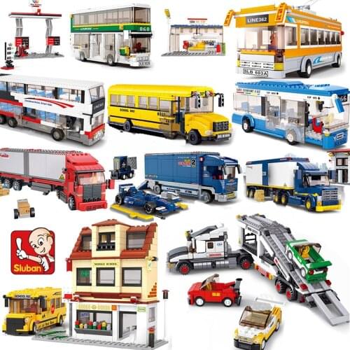 Bus City UK London Building Blocks School Vehicle Friends Wedding Car Traffic Bricks Double Decker Station Girls Gfts
