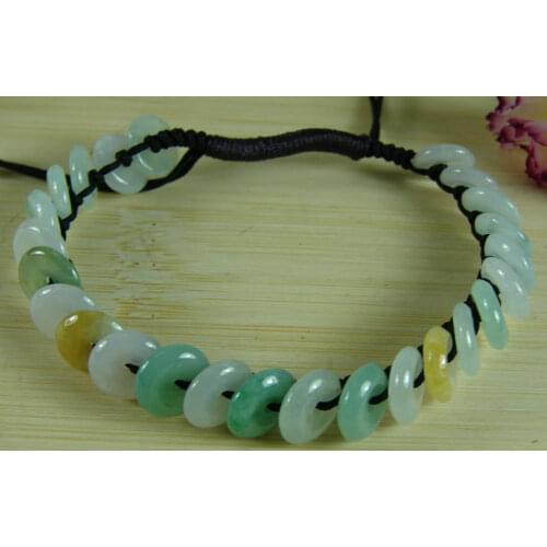 3 Colors Jade Bracelet Men and Women Beads Jade Bracelet Jadite Round Bangle Charm Jewelry Fashion Accessories 50-60mm