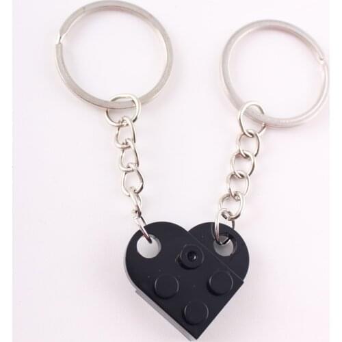 2pcs Matching Heart Keyring Brick Block Keychain for Girlfriend Couples Valentines Day BFF