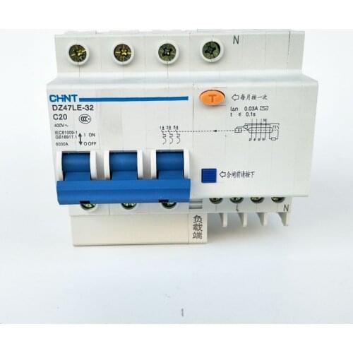 CHINT DZ47LE-32 3P+N C20A 30mA Earth Leakage Circuit Breaker/Residual Current Operated Circuit Breaker