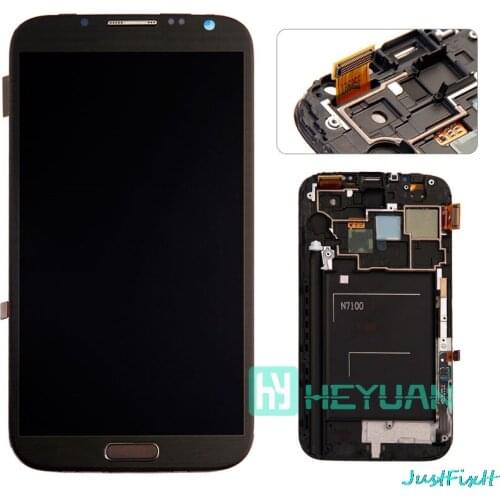 For Samsung Galaxy Note 2 Note2 N7100 N7105 LCD Display Touch Screen Digitizer Assembly Frame Super AMOLED with Back case