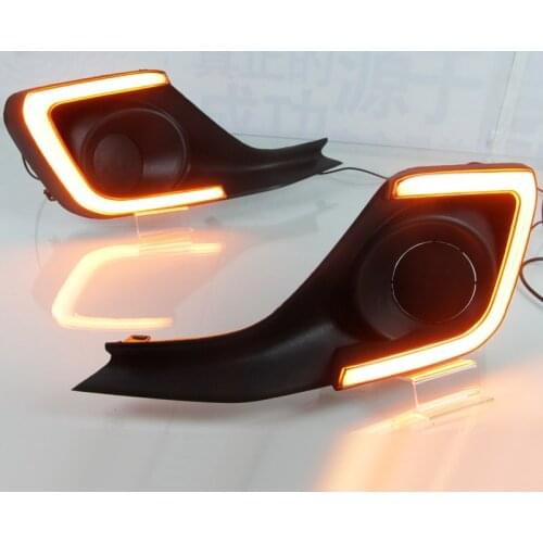 DNO Car LED Daytime Running Headlamps For Suzuki Swift 2017 2018 2019 Daylights Yellow Turn Signal Auto DRL Foglamp