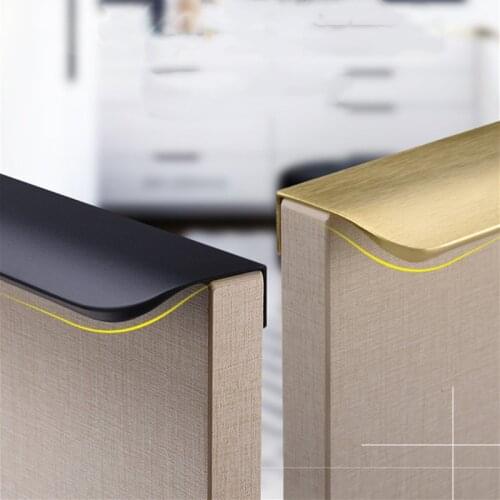 Door Handle Catch Pull Grip Furniture Cabinet Drawer Pitch-row 64mm 80mm 120mm 150mm 200mm 300mm - 1200mm Modern Black Gold