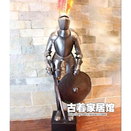 The European Medieval Knight / European style of the ancient iron Samurai armor model / living room decoration bar 2m