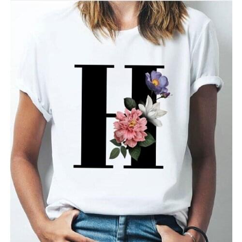 26 Alphabet Letter T Shirt Men Summer Mens Womens Fashion Cotton T-shirt Kids Hip Hop Tops Tees Boy Graphic Girl Floral Camiseta