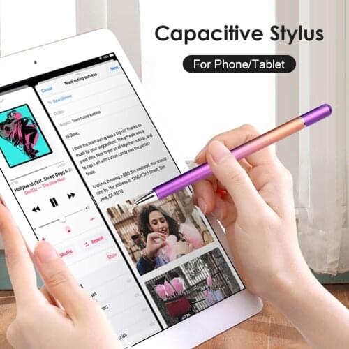 Gradient Color Stylus Pen for iOS Android Touch Screens Magnetic Cap Clear Disc Capacitive Stylus Pencil with Built-in Replaceme