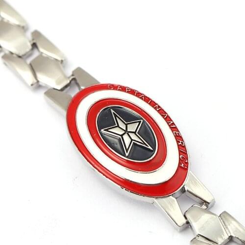 H&F Captain America alloy bracelet anime jewelry series red shield logo charm bracelet men Drop shipping