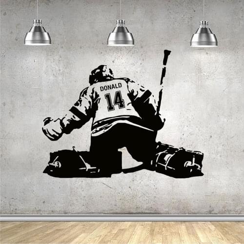 Hockey Goalie Wall Custom Name Number Sticker Goaltender Ice Hockey Player Decoration Decals Home Decor Boys Room Bedroom 4730