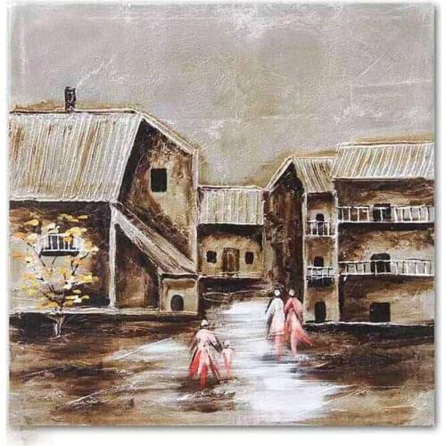 Artist perfectly completed the hand-painted art, master art, ancient architecture #100% of the oil paintings are on the canvas