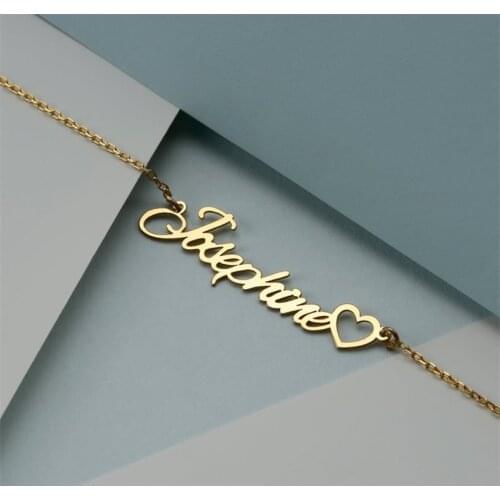 Name Necklace with Heart Custom Double Names Necklace Gold Personalized Jewelry Gold Ketting Choker Valentines Day Gift