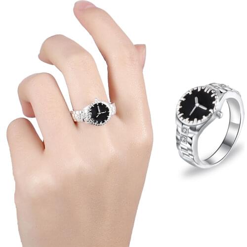 Women Ring Jewelry Accessories Watch Gemstone for Wedding Party Gifts Ornaments Watch style ring Lovely Wedding party fashion