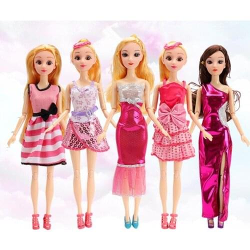 1 Set Fashion Multicolor Outfit Wave Point Dress Shirt Denim Grid Skirt Daily Casual Wear Accessories Clothes for Barbies Doll