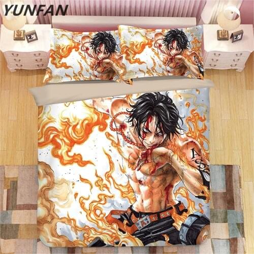 3D Ace Brotherhood Anime Cartoon Bedding set duvet cover One Piece comforter cover pillowcase king queen bedding sets bedclothes