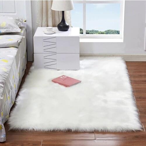 Fluffy Mats Soft Artificial Wool Carpet Living Bedroom Fur Area Rugs White Shaggy Rectangle/Square/Rug Warm Seat Pad Home Decor