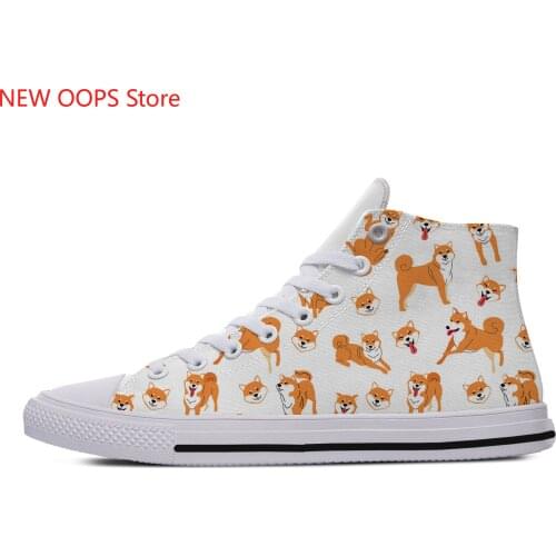 Shiba Inu Animal Pets dog Cut kawaii Harajuku Lightweight High Top Canvas Shoes Men Women Casual Breathable Sneakers