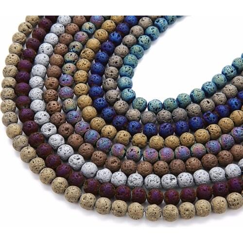 LOULEUR 1strip 4/6/8/10/12mm Natural Colorful Volcanic Lava Stone Round Beads Loose Beads DIY Bracelet Jewelry Making Wholesale