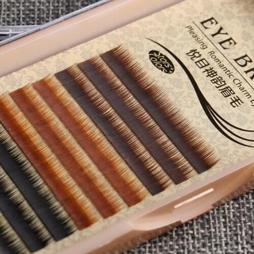 Professional False Eyebrow Handmade Imitate Mink Natural Permanent Individual Eyebrow Extensions 0.10 mm J Curl Mixed Color 4mm
