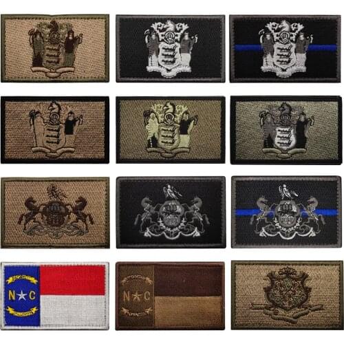 New jersey Embroidery Patches Badges Emblem military Army 8cm DIY Accessory Hoop and Loop Tactical Morale States of America USA