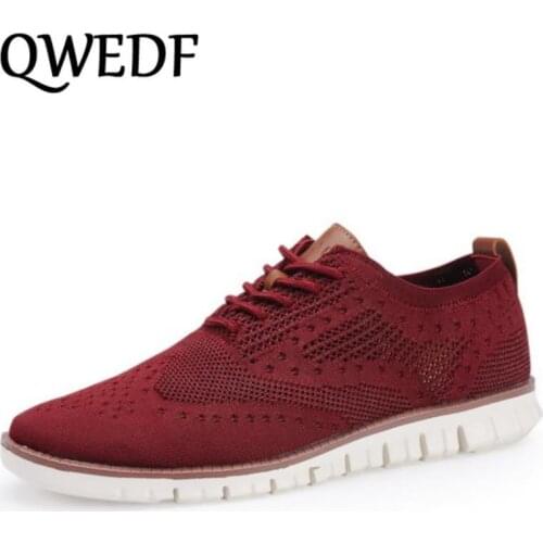 New Brogue mens Shoes Lace up lightweight British Dress Footwear Fashion hollow breathable knitted mesh Flats Shoes BS-01