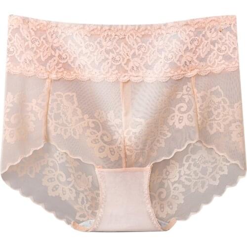 New hot sale ladies lace panties solid color lace large size printed panties sexy plus size see-through panties трусы женские50