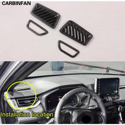 ABS Front Upper Air Condition Outlet Vent Decoration Frame Cover Trims Carbon Fiber Fit For TOYOTA RAV4 RAV 4 2019 2020