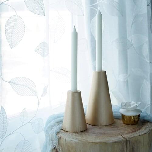 SWEETGO Gold wood Conic candle holders home decorative dessert cake table wood craft pillar stick holder not include candles