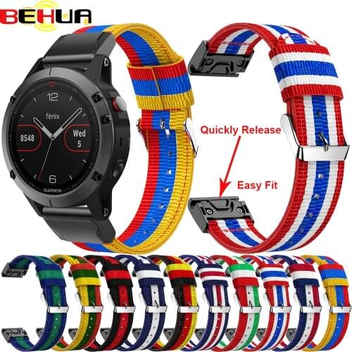 Nylon Strap Watch band for Garmin Fenix 5 5X 5S 6S 6X 6 PRO Bracelet Quick Release Easy Fit 20mm/22mm/26mm Replacement Wristband