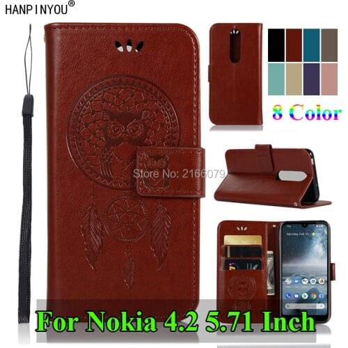 For Nokia 4.2 5.71" 3D Pattern Owl Luxury Flip PU Leather Case W/ Magnetic Buckle Card Insert Slots Wallet Stand Cover