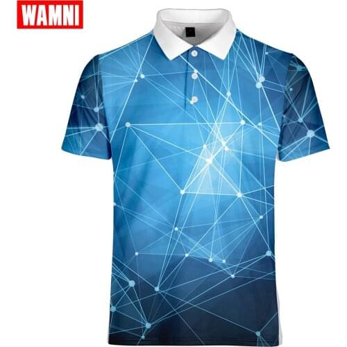 WAMNI 3D Polo Shirt Tennis Casual Sport Line Stripe Loose Turn-down Collar Badminton Button Quick Drying Male Streetwear