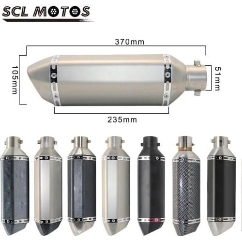 SCL MOTOS Universal 51mm Motorcycle Exhaust Pipe Muffler For Ak Escape Moto Silencer For Yamaha Honda KTM Kawasaki Ducati