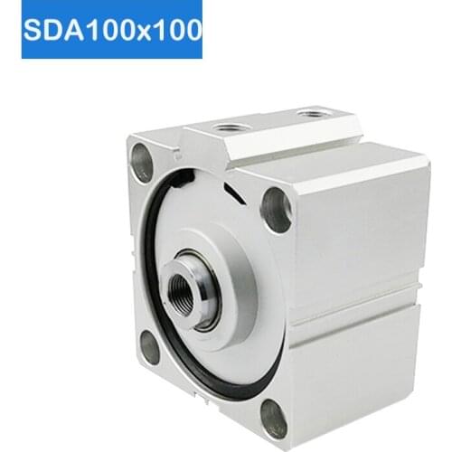 SDA100*100 Free shipping 100mm Bore 100mm Stroke Compact Air Cylinders SDA100X100 Dual Action Air Pneumatic Cylinder