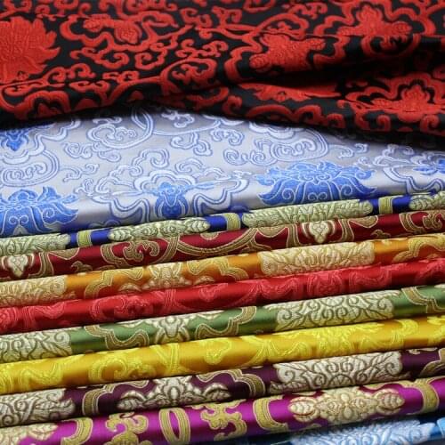 Width 29'' Chinese Brocade Silk Satin Fabric By The Half Yard For Tang Costume Cotton Padded Jacket Cushion Pillow Material