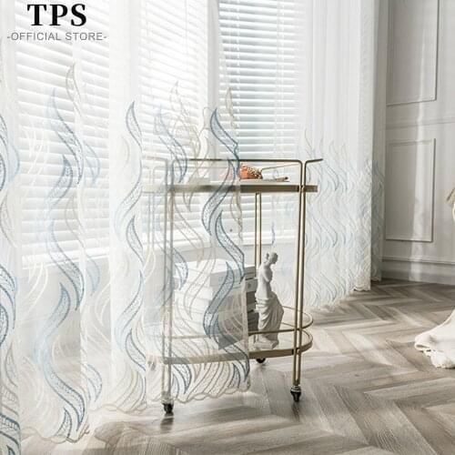 TPS Embroidered Sheer Curtains for Living Room Tulle Bedroom Curtains for the Room Finished Window Treatment Panels Blinds