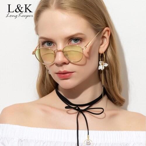 LongKeeper Vintage Round Sunglasses Women Men Luxury Brand Small Frame Sun Glasses Female Male Alloy Oculos Feminino UV400